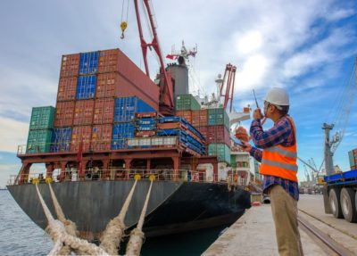 working in port terminal
